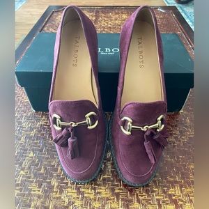 Talbots burgundy suede loafers size 7M.